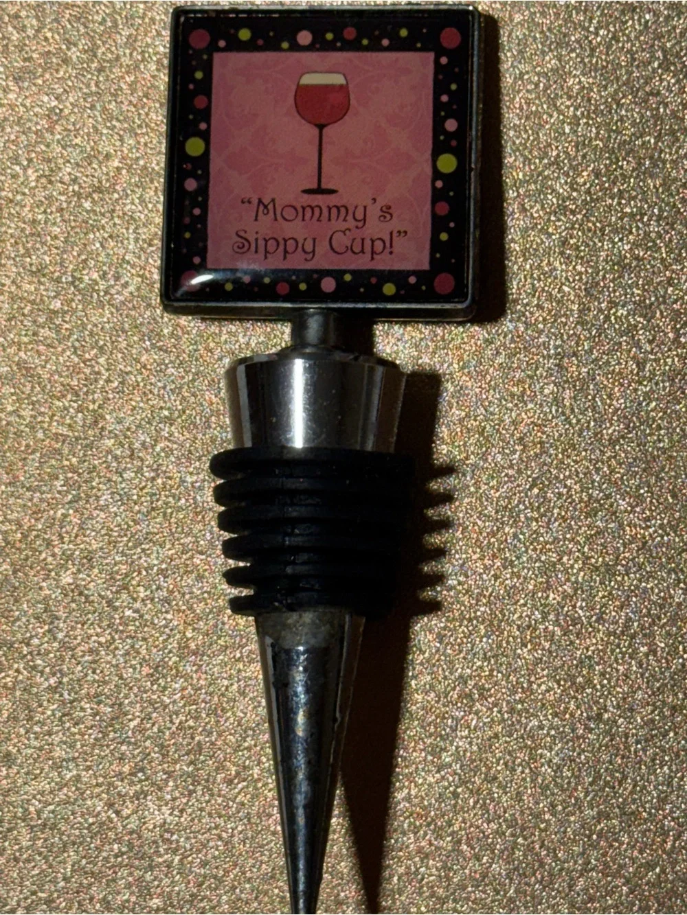 Mommy's Sippy Cup Pink Wine Bottle Stopper - Novelty Home Party Accessory